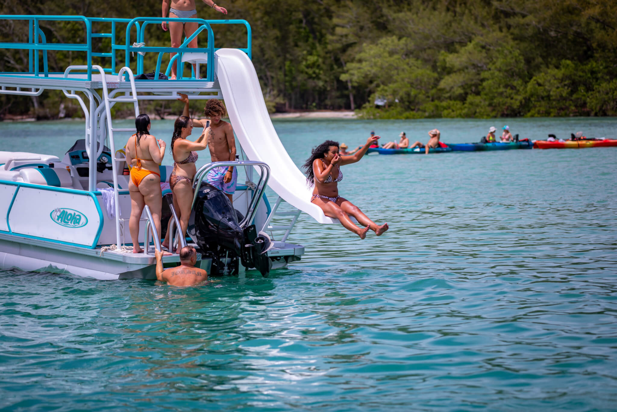 Aloha 26 Double Decker party boat with a slide